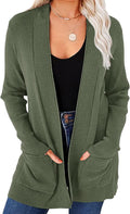 Women's Open Front Waffle Knit Cardigan Long Sleeve - Cozy Coverage