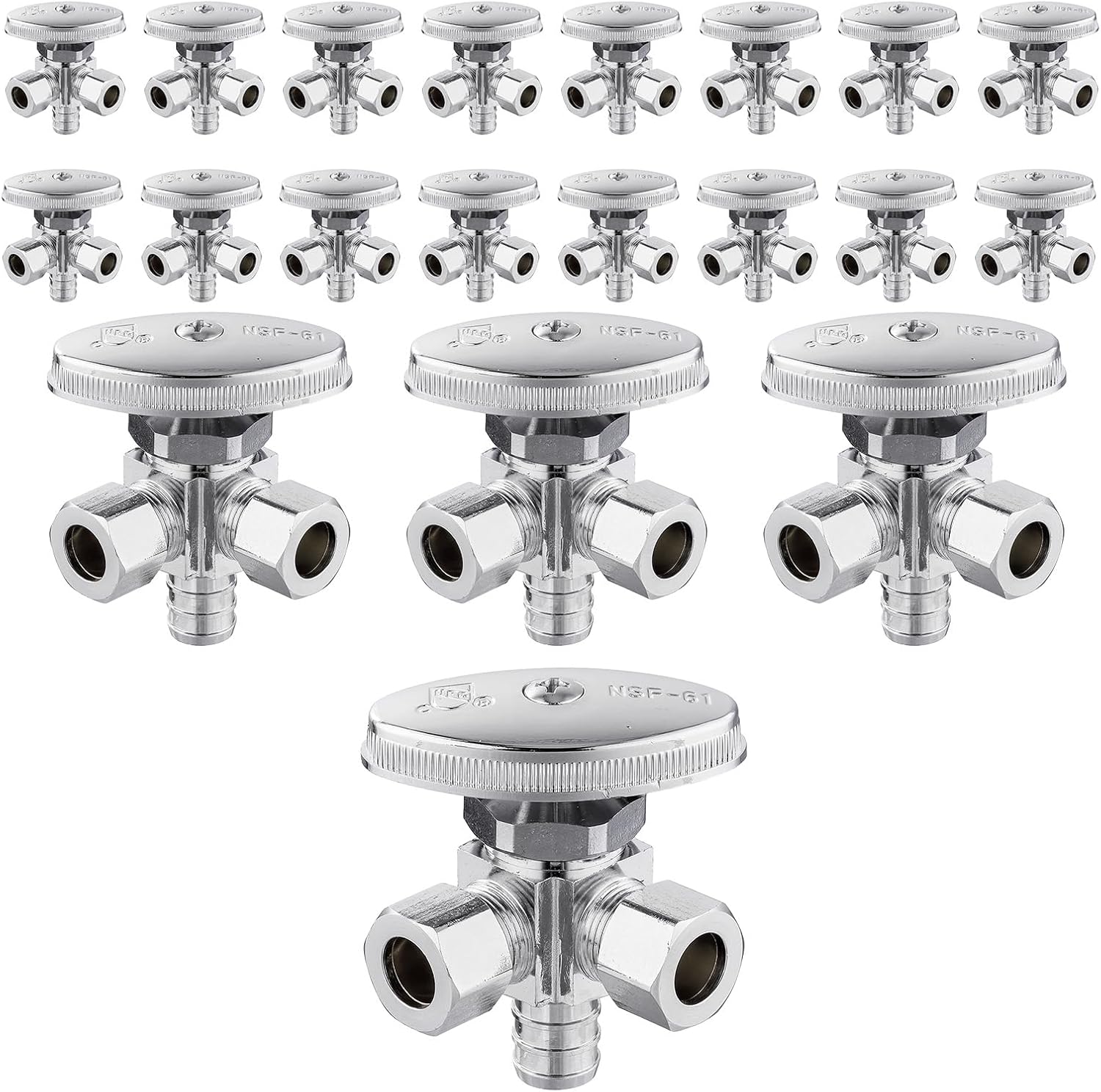 EFIELD Dual Outlet Angle Stop Valve Pack of 20 for PEX Systems