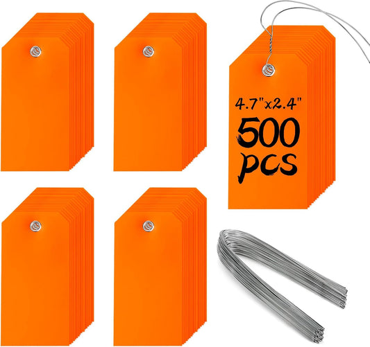 500 Pieces Plastic Shipping Tags with Wire for Heavy Duty Use