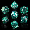 AUSPDICE DND Dice Set Green - Sharp Edges, Handcrafted Inclusions