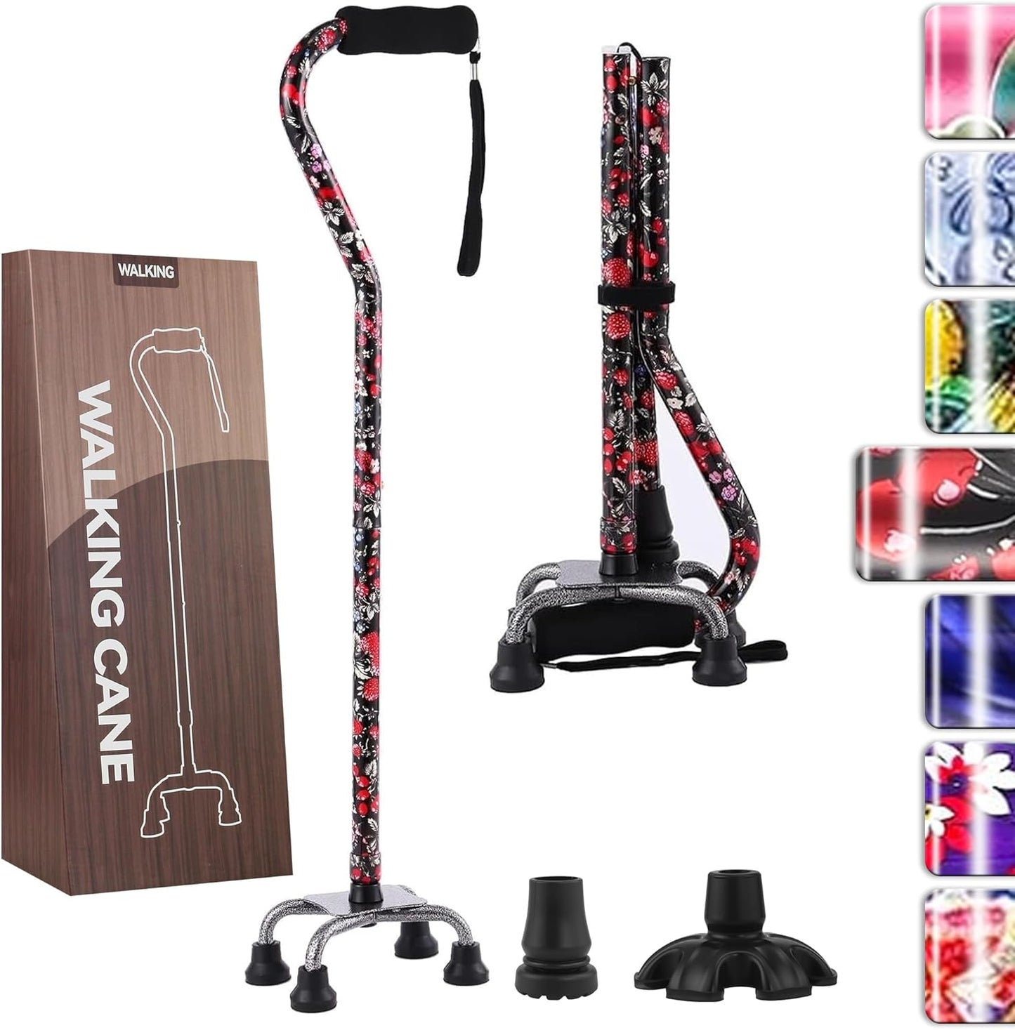 Adjustable Quad Cane for Stability and Balance for Seniors
