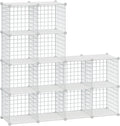 HUBSON Wire Cube Storage Organizer - Flexible 12-Cube Metal Grid Shelf