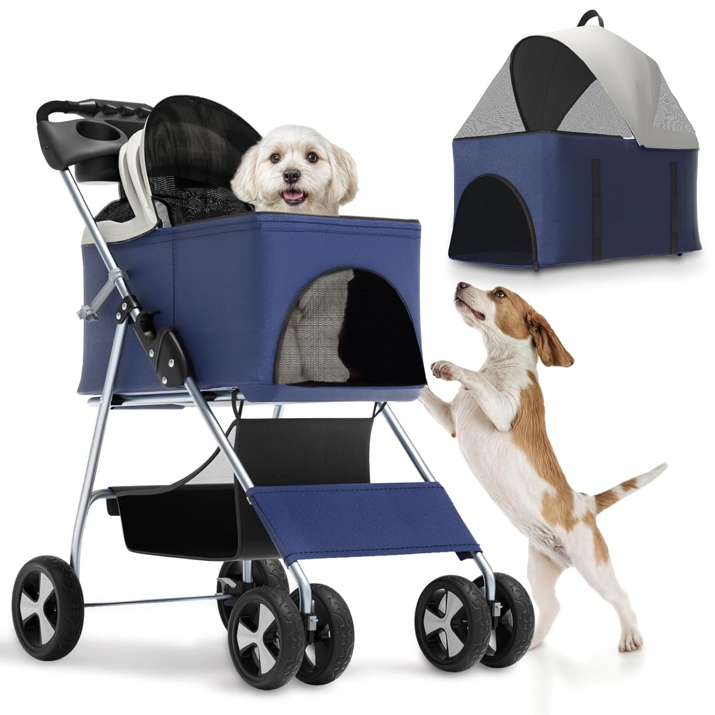 Magshion Foldable Pet Stroller for Small Dogs & Cats Up to 33 lbs