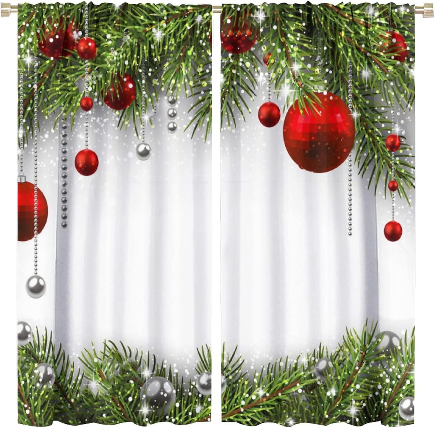 Festive Holiday Curtains - Classic Printed Design 2 Panels