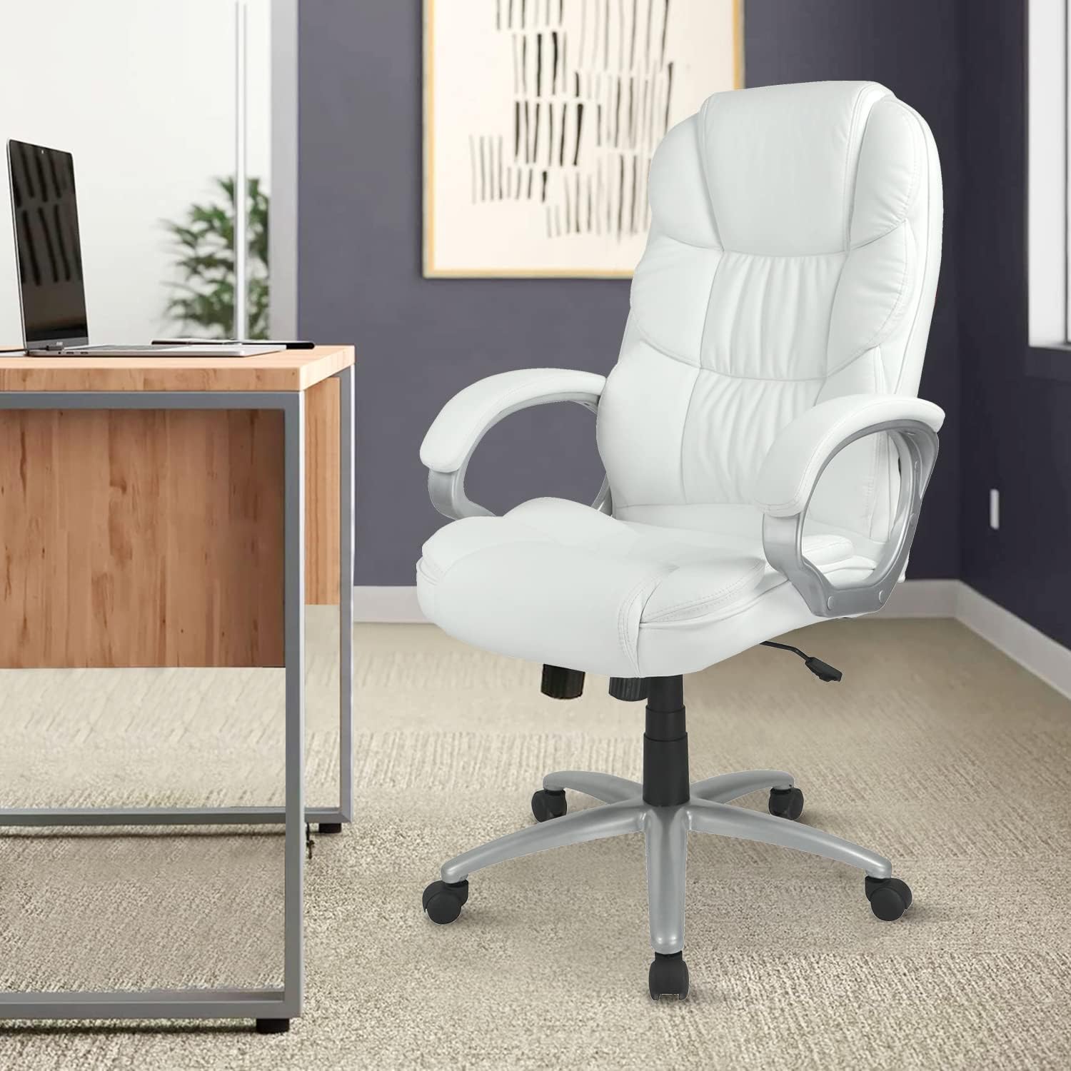 Adjustable Ergonomic White Office Chair - Lumbar Support
