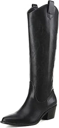Athlefit Women's Western Embroidered Cowboy Boots Knee High