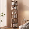 Solid Wood Rotating Bookshelf 6 Tier - Space-Saving Revolving Tower