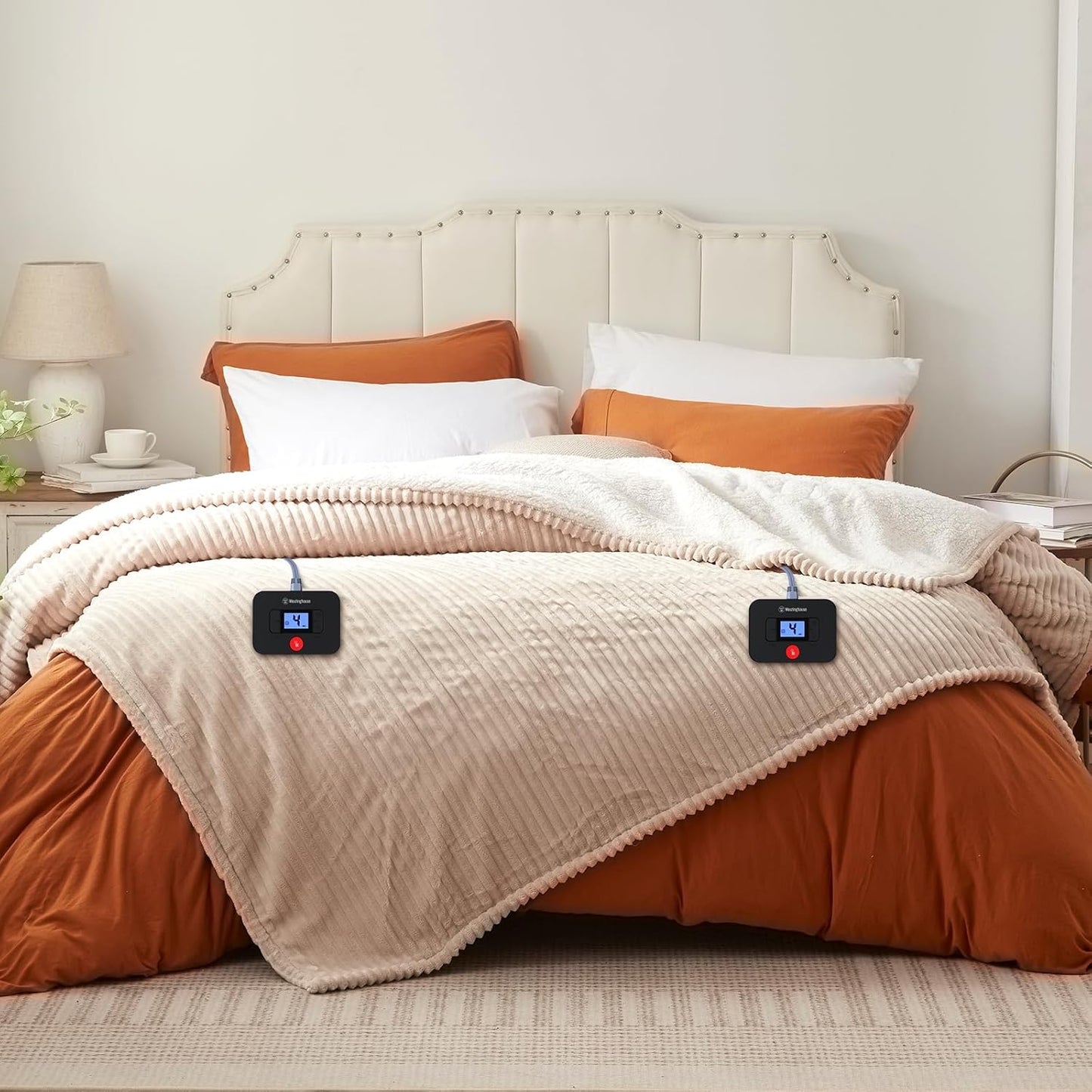 King Size Heated Blanket with Soft Flannel and Sherpa Comfort