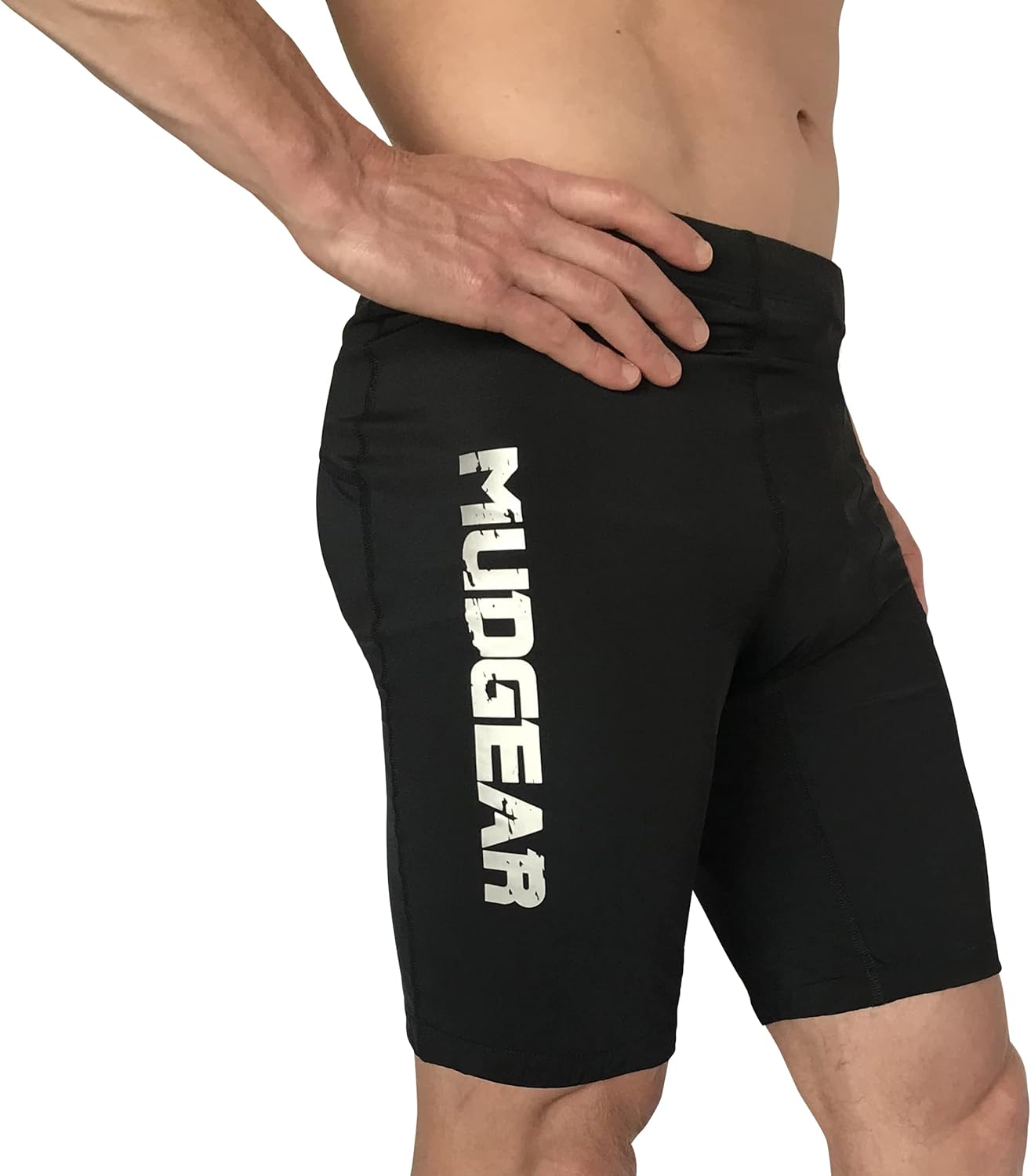MudGear Black Compression Shorts - Zip Pockets, 6-inch Inseam