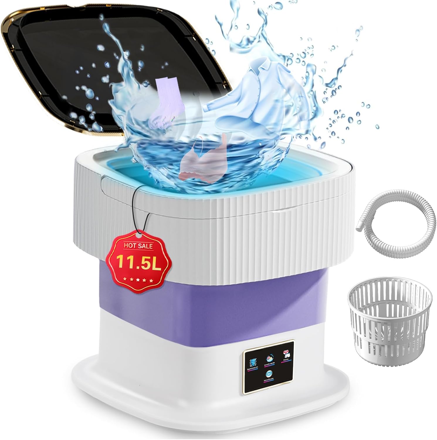 Compact Portable Mini Washer - Ideal for Small Loads!