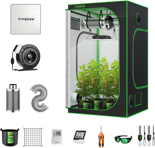 VIVOSUN 4x4 Grow Tent Kit with VS1000 Led - All-in-One Complete Indoor Grow System!