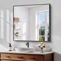 Koonmi Black Framed Bathroom Mirror 30x30 - Shatterproof HD Reflection