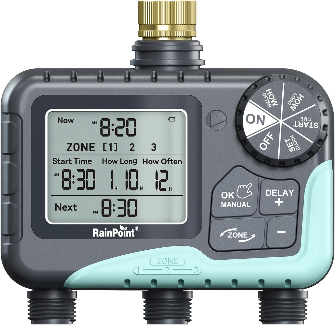 RAINPOINT 3 Zone Sprinkler Timer for Efficient Garden Watering