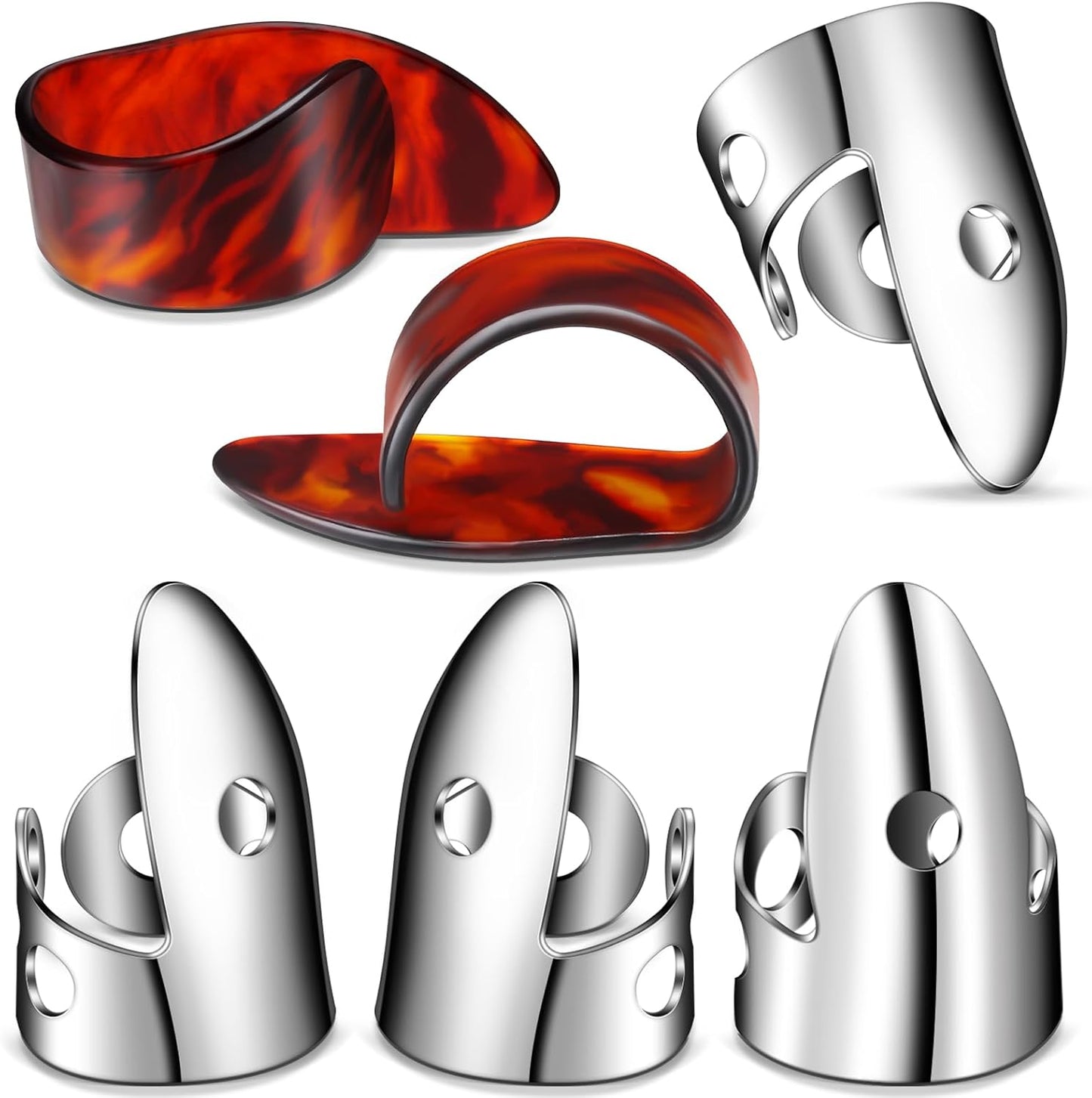 Adjustable Stainless Steel Banjo Finger Picks Set