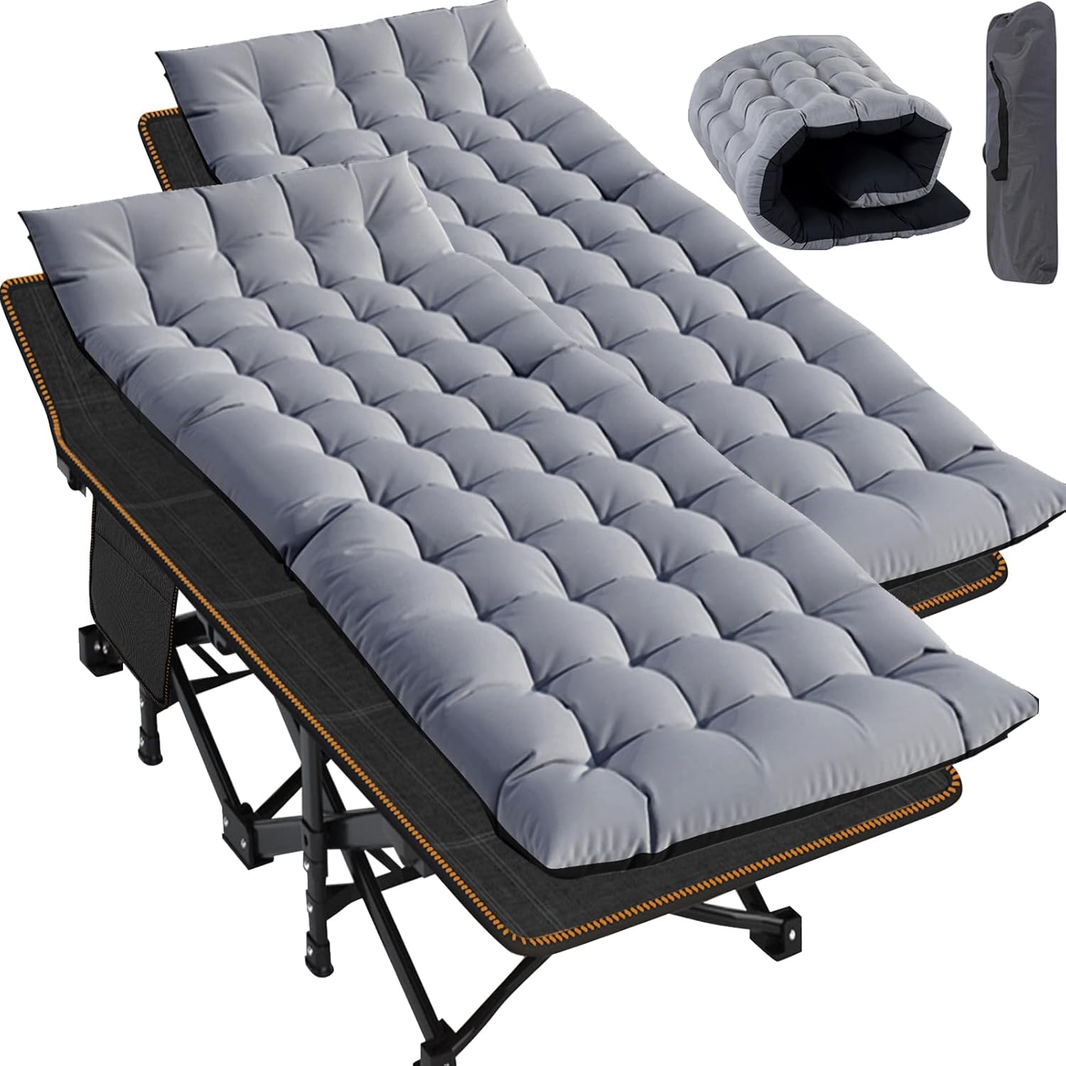 Oversized XXL Folding Camping Cot for Adults with Pad and Carry Bag