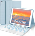 iPad Keyboard Case 9.7 in with Trackpad and Backlit Keys - Light Blue