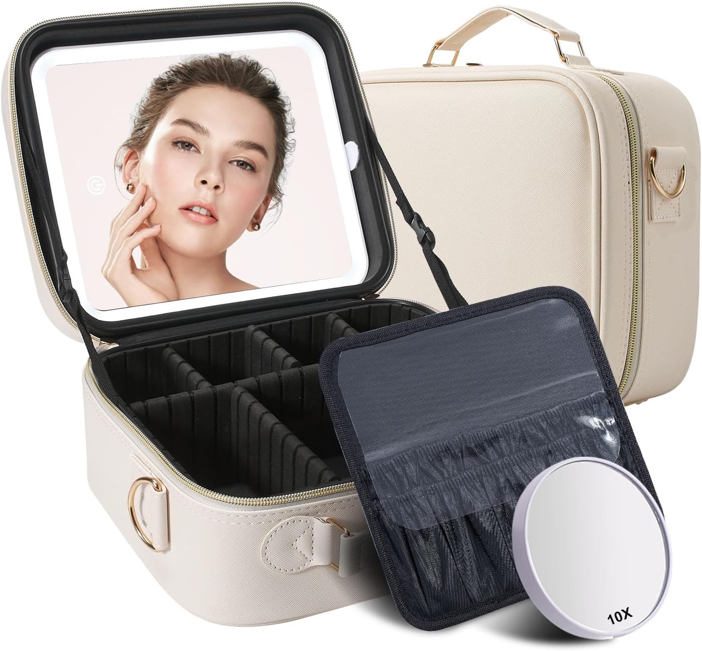 Mocado Travel Makeup Bag with LED Lighted Mirror for Beauty