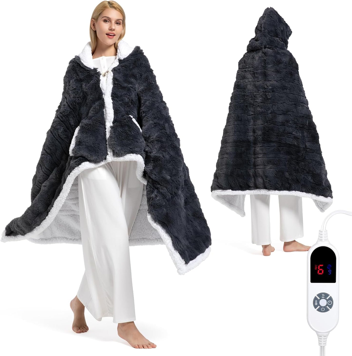 FAYKONCEN Wearable Heated Blanket Hoodie for Cozy Comfort