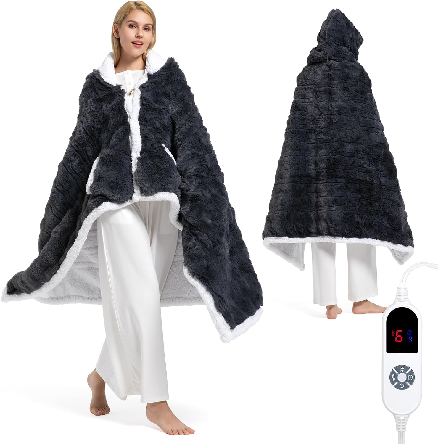 FAYKONCEN Wearable Heated Blanket Hoodie for Cozy Comfort