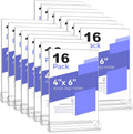 Smarpau Acrylic Sign Holder 4x6 16 Pack - Clear Double-Sided Table