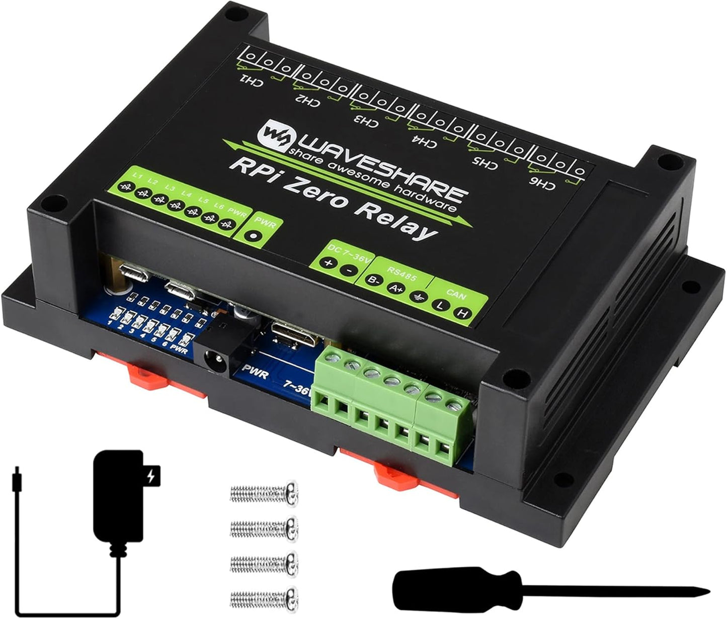 Waveshare Industrial 6-Channel Relay Module for Raspberry Pi Zero