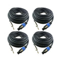 4X 25 ft Professional Speakon to 1/4ft Speaker Cables - Heavy Duty 12