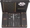 Retro Royal Black Silverware Set 40-Piece Flatware - Gift Box