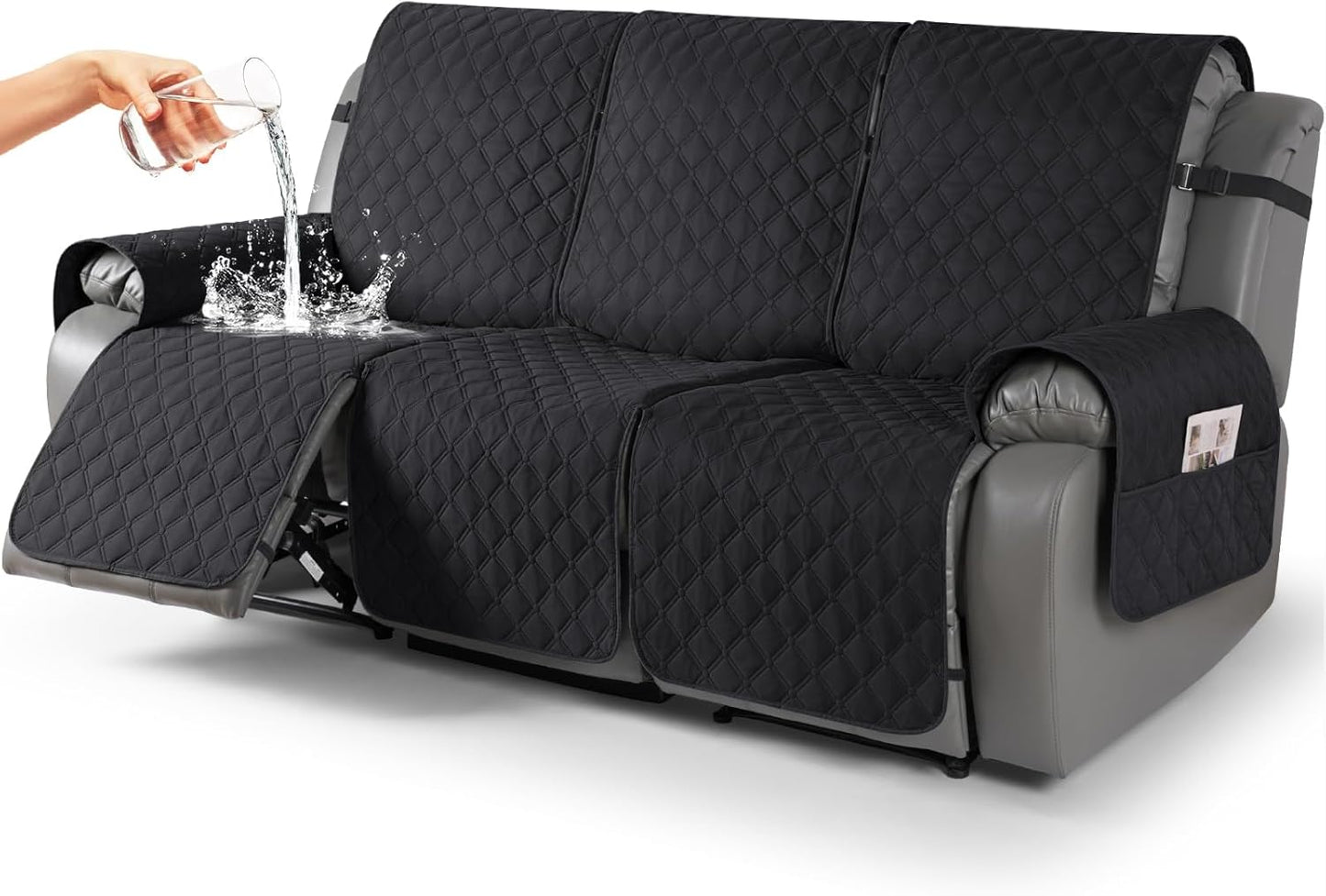 100% Waterproof Recliner Covers for Pets and Kids - Black