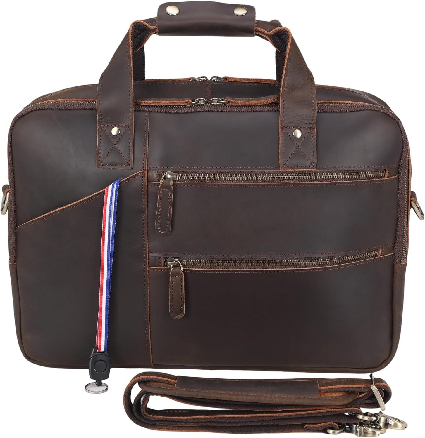 Masa Kawa Leather Briefcase for Men 15.6 in Laptop Bag