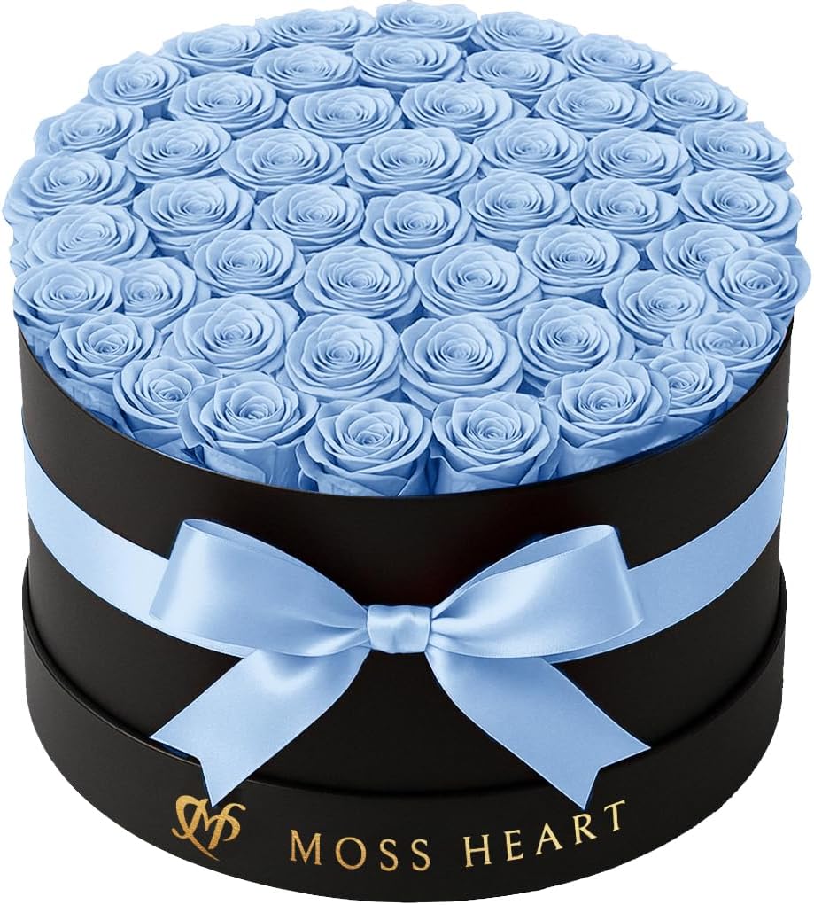 50 Preserved Roses in Round Box for Lasting Beauty and Elegance