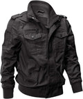 Mens Cotton Lightweight Multi Pockets Zip Front Military Jacket Men's