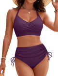 Blooming Jelly High Waisted Bikini Set - Tummy Control, Crisscross are