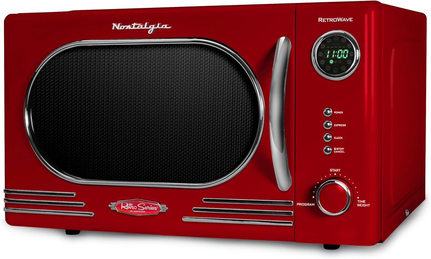 Nostalgia 1000 Watt Retro Countertop Microwave Oven in Red