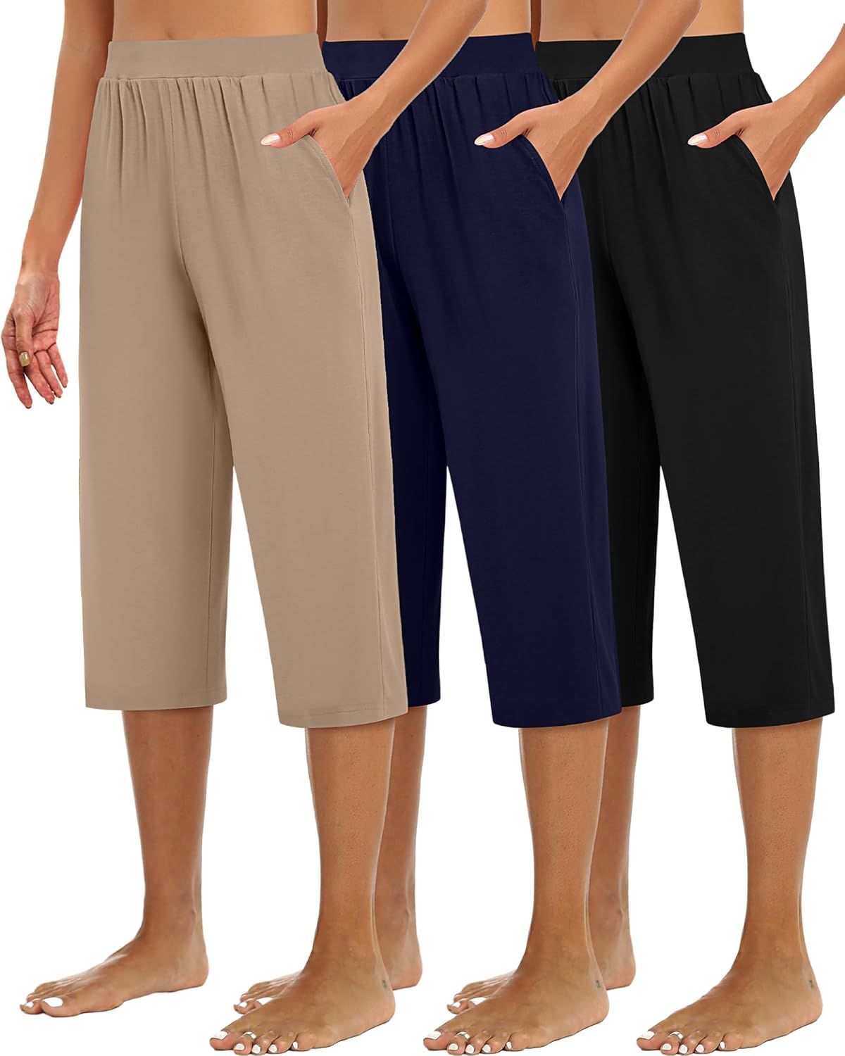 Huukeay Women's Capri Sweatpants: Cozy Wide Leg Cropped Pants