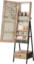LED Mirror Jewelry Cabinet Standing - Lockable Full-Length Armoire