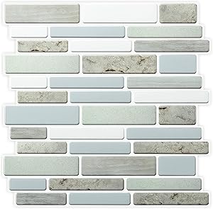 Art3d Kitchen Backsplash Peel Stick Thickened Tiles in Marble
