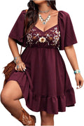Plus Size Western Dress Floral Embroidered Cowgirl Outfit