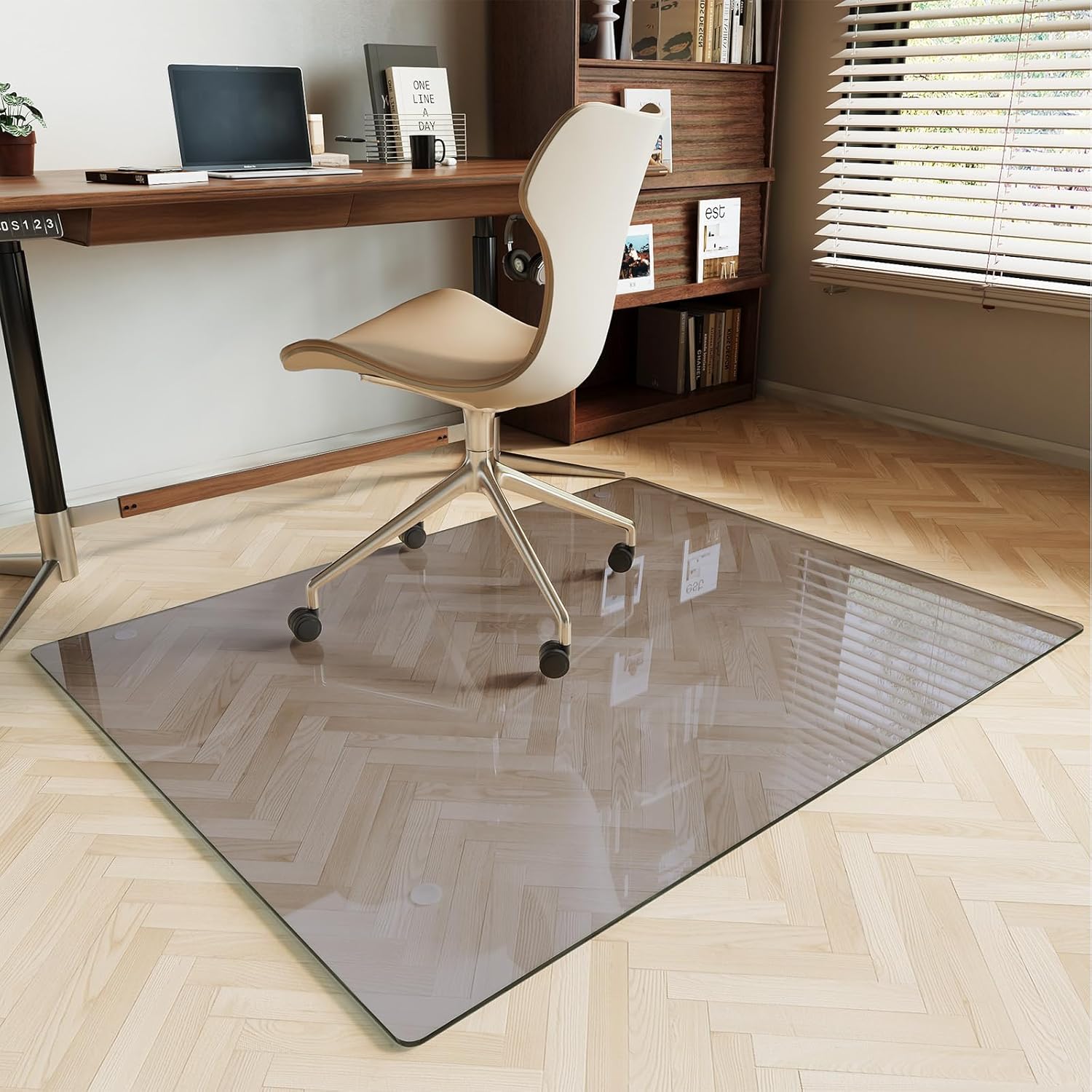 Koonmi Tempered Glass Chair Mat for Hardwood Floors & Carpets
