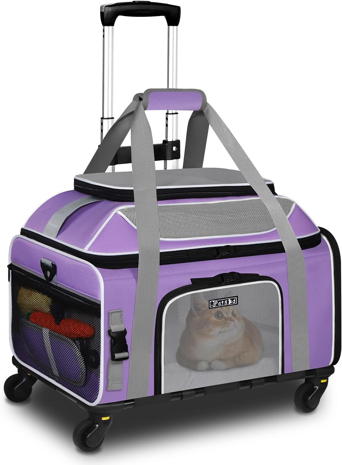 Petskd Top-Expandable Pet Carrier with Wheels for Travel