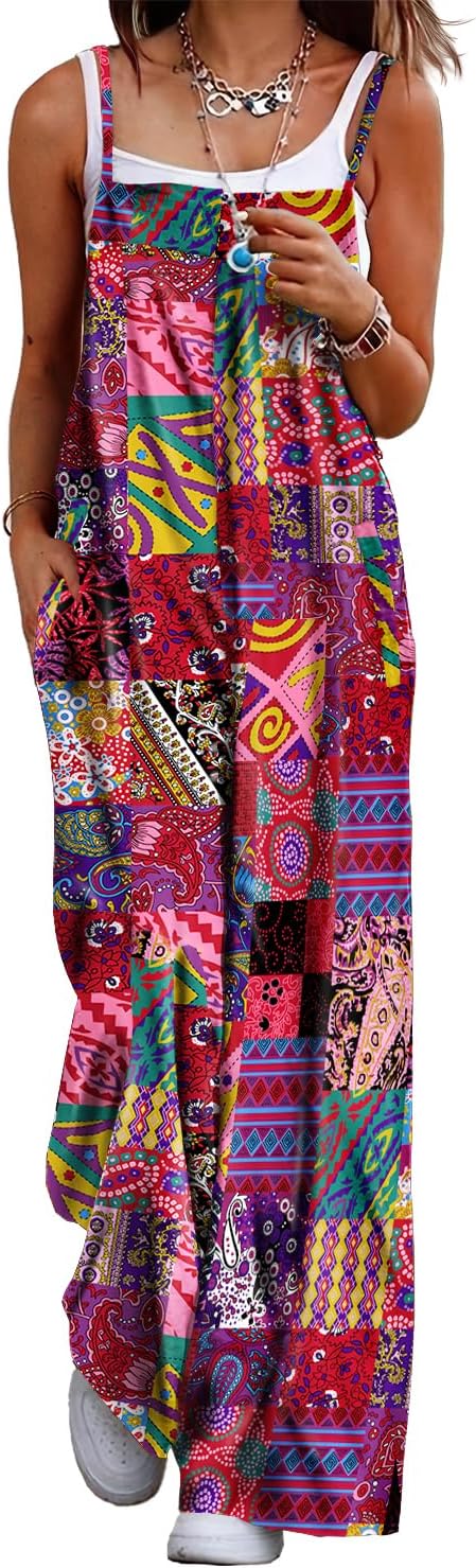 YESNO Women's Summer Boho Casual Jumpsuits with Pockets
