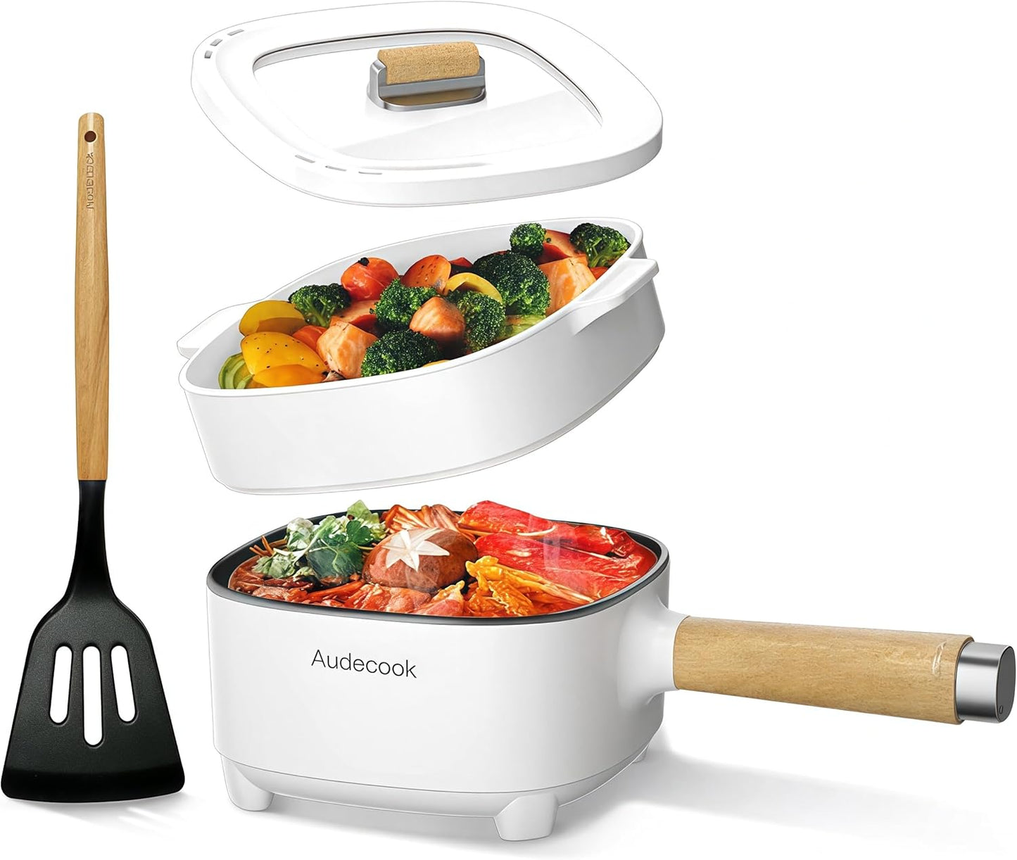 Audecook Hot Pot Electric 2L - Portable 8 Inch Cooking Pan
