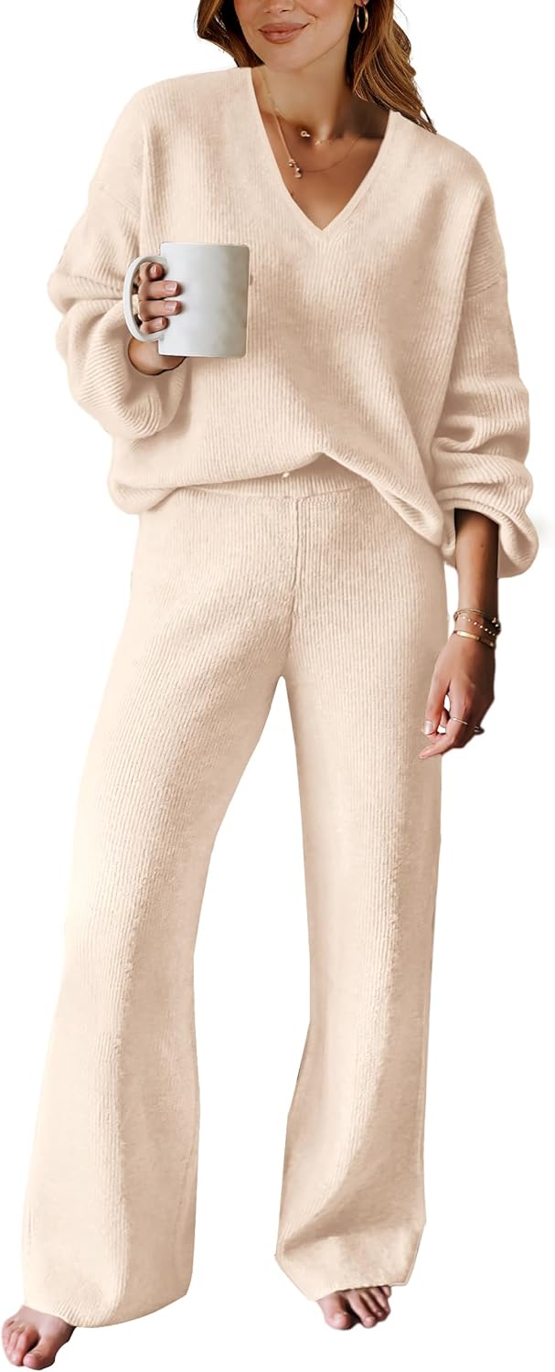ANRABESS Women 2 Piece Outfits Sweater Lounge Set for Comfort