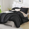 Black Ruffle Comforter Set Full - Soft All-Season Comfort (3 Piece)
