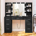 42.1 in Vanity Desk with Mirror and Lights - Organized Makeup Station