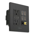 Premium Media Outlet Wall Plate - USB C + 4 HDMI, Duplex Power