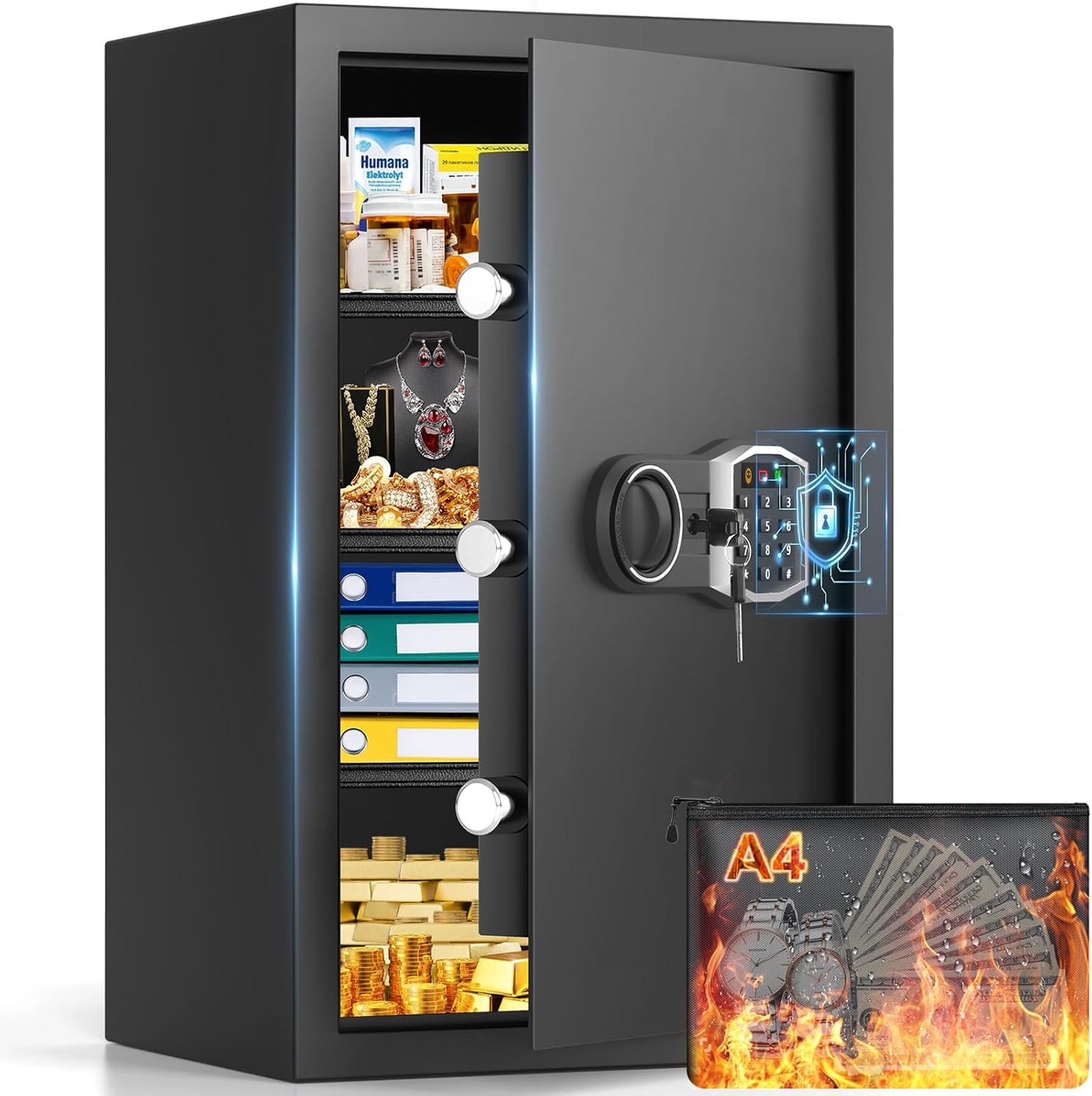 5.5 Cuft Large Safe for Home with Digital Lock and Alarm System