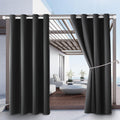 Dark Gray Outdoor Patio Curtain Set W52 x L132 - Waterproof Thermal