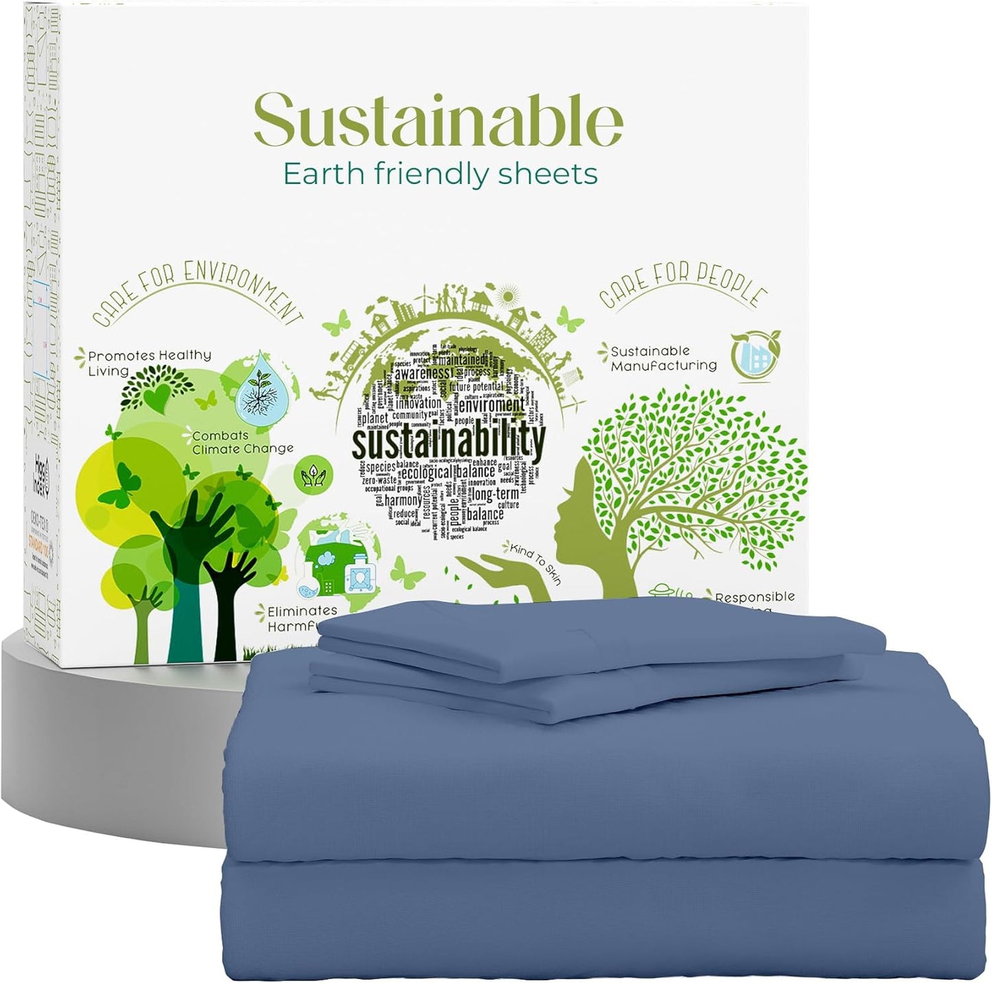 King Size Sheets Set Natural 100% Cotton Percale Luxury Bedding