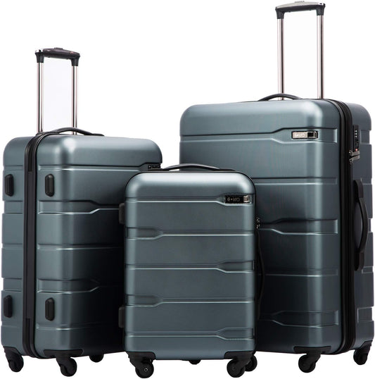Coolife Luggage Expandable 3 Piece Set for Travel Convenience