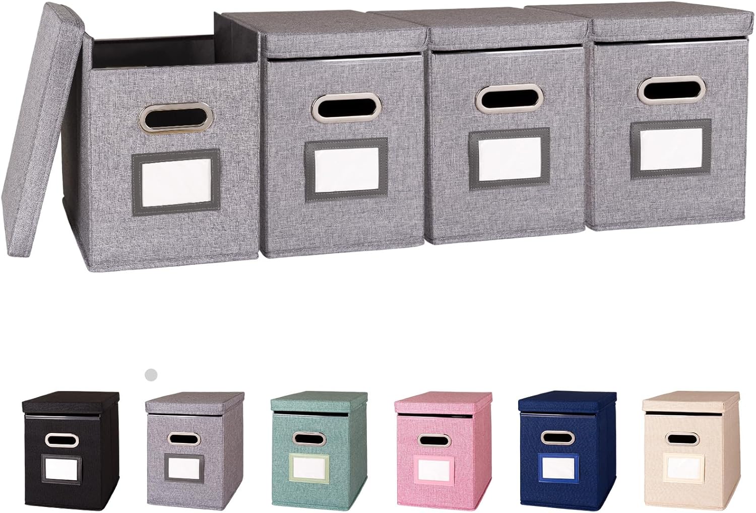 4 Pack Hanging File Folders Organizer with Lid for Easy Storage